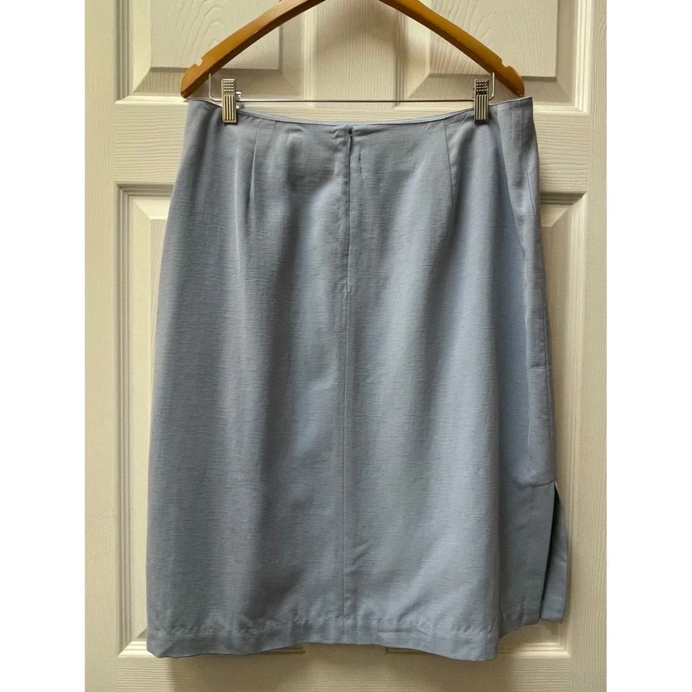 Vintage Tommy Bahama Women's 14 Textured Silk Light Blue Knee‎ Length Skirt
